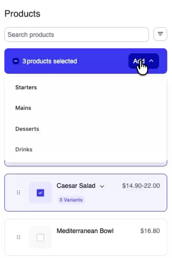 Adding products feature demo still