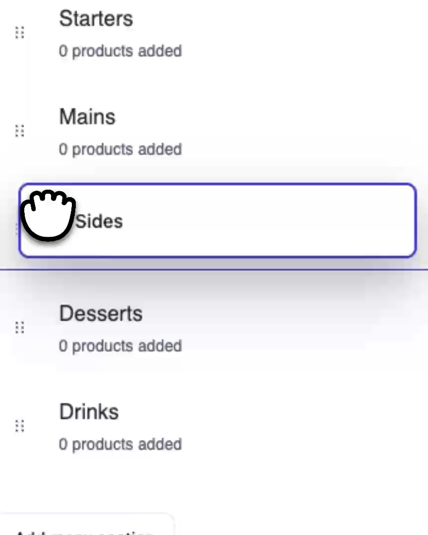 Menu sections feature demo still
